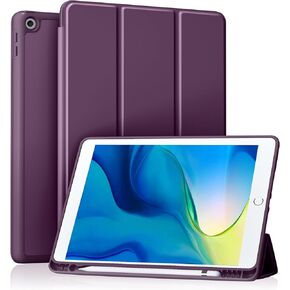 Akkerds Case Compatible with iPad 10.2 Inch 2021/2020/2019, for iPad 9th/8th/7th Generation Case with Pencil Holder, Protective Case with Soft TPU Back, Auto Sleep/Wake Cover, BerryPurple