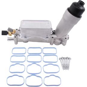MOTOKU Upgraded Aluminum Engine Oil Cooler and Oil Filter Housing with Filter for Chrysler Jeep Dodge Ram 3.6L V6