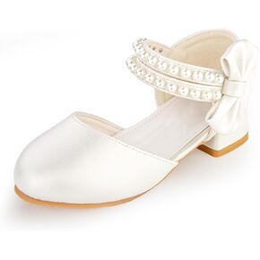 Girls Dress Shoes Closed Toe Girls heels Bow Flower Girls Shoes for Wedding Party Princess Shoes