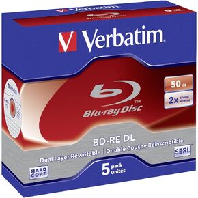 Verbatim BD-R Dual Layer - Blu-ray Disc 50 GB, 6X Burning Speed, Jewel Case, 5-Pack