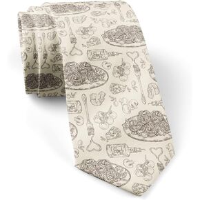 ( Pasta Fork Vegetables Cheese ) Fashion Novelty Necktie, Conversation Neckwear Ties Great for Party and Events