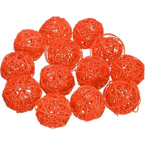 uxcell 13 Pcs Wicker Rattan Balls, 2.8inch Wood Decorative Balls Vase Fillers for Centerpiece Bowl Orbs Fillers Tree Wedding Home Decor, Yellow
