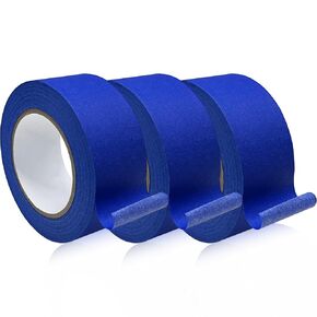 3 Rolls Premium Painters Tape, 1.88inch x 60.1yds, Professional Grade Paint Paper Tape Blue Painter Tapes for Indoor and Outdoor Use, Crafts, Arts, Wall Painting, Labeling, Decorations, Removes Easily