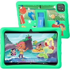 Contixo 10" Android Kids Tablet 64GB, includes 80+ Disney Storybooks & Stickers (Value $350), Kid-Proof Case with Kickstand & Stylus, (2023 Model) - Blue