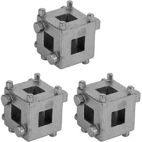 3pcs 3/8" Disc Brake Piston Spreader Tool Remover Tool, Universal Car Vehicle Rear Drive Disc Brake Piston Remover Tool Caliper Wind Back Cube Calliper Adaptor, Silver (3pcs)