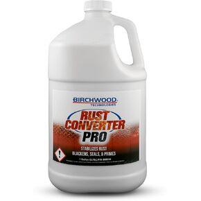 Rust Converter PRO by Birchwood Technologies - Thick Concentrate for Better Coverage, 4-in-1 Stabilizes Rust, Blackens, Seals, and Primes. Professional Automotive Grade, Water Based (1 Gallon)