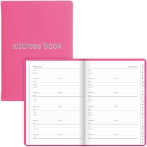 Letts Dazzle A6 Address Book, White Paper, 192 Pages, 5.75 x 4.125 x 0.375 Inches, Pink (B090042)
