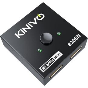 Kinivo HDMI Switch 4K HDR 350BN (3 in 1 Out, 4K 60Hz HDR, HDMI 2.0, High Speed 18Gbps, IR Remote, HDCP) - Compatible with Roku, PS5, Xbox, Apple TV, Nintendo Switch, Cable Box