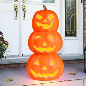Rocinha Plastic Jack O Lantern Pumpkins Outdoor Indoor Halloween Light up Pumpkin with Spooky Lights Battery Operated Lighted Pumpkins Halloween Pumpkin Decoration Party Favor for Haunted House Porch