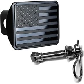 eVerHITCH USA Black Metal Flag Hitch Cover with Pin Bolt (Black, Fits 2.5" Receiver)