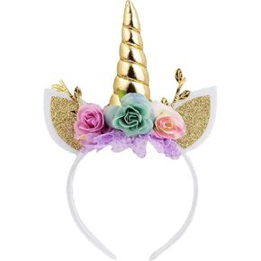 Glitter Unicorn Horn Headband Cat Ear Flower Head Bands for Unicorn Birthday Party Supplies