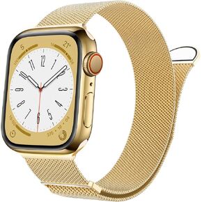 Marge Plus لسلسلة Apple Watch Band Series Ultra 8 7 6 5 4 3 2 1 SE 38 مم 40 مم 41 مم 42 مم 44 مم 45 مم 49 مم للنساء والرجال، حلقة شبكية من الفولاذ المقاوم للصدأ استبدال المشبك المغناطيسي لأشرطة iWatch (45 مم/44 مم/42 مم/49 مم، قوس قزح).