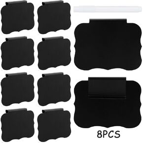 Labels for Storage Bins, Basket Labels Clip On, 8 PCS Black Labels with White Marker, Storage Bin Labels for Fabric Storage Bins, Removable Labels for Storage Bins, Clip On Labels Tags for Labeling