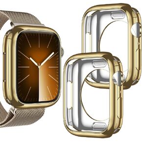 [2 Pack] Goton Bumper Case for Apple Watch Series 10 46mm, Ultra Thin Soft TPU Shockproof Case Cover Bumper Protector for iWatch Accessories (No Screen Protector) 46mm Clear+Clear