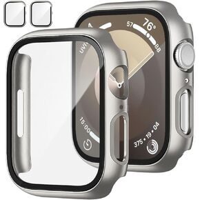 2 Pack Case with Tempered Glass Screen Protector for Apple Watch Series 3/2/1 38mm,JZK Slim Guard Bumper Full Coverage Hard PC Protective Cover HD Ultra-Thin Cover for iWatch 38mm,Black+Black