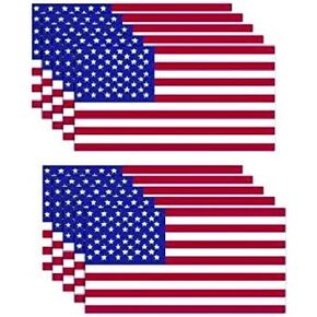 10 Pack American Flag Stickers - Made of 3M Vinyl - USA Patriotic Stickers - Bubble-Free Adhesive - Dishwasher Safe