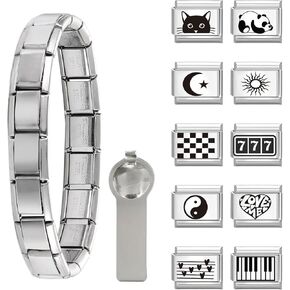 papasgix Italian Charm Bracelet Charms Set Nomination Charms Brascelets 9mm Assorted Italian Charms Bracelet Links Handmade DIY Jewelry