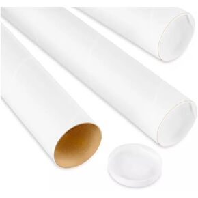 White Mailing Tubes, 3 x 36 inches, Pack of 3