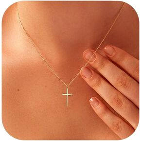 Luxval Cross Necklace for Women -Dainty 14K Gold Plated Cross Necklace Layered Gold Cross Necklace Cross Choker Necklace Gold Cross Necklaces for Women Trendy Gold Jewelry Gifts for Women