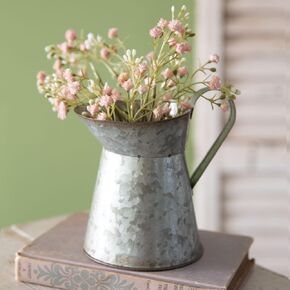 Colonial Tin Works Beatrice Short Pitcher, 5.5-inch Height, Garden Plant Accessories, Silver, 370961