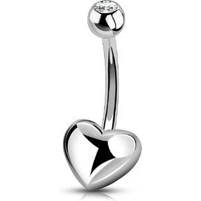 Melighting 14G Heart Belly Button Ring G23 Titanium Belly Ring 10mm/12mm/14mm/16mm Belly Piercing Internally Threaded Navel Ring Belly Piercing Jewelry for Women