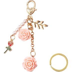لطيف سلسلة المفاتيح روز، روز سلسلة المفاتيح زهرة سحر المفاتيح مع سلسلة شرابة روز قلادة كيرينغ in Kuwait