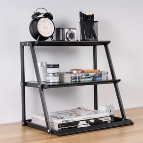 Desktop Shelf,Desk File Organizer,Freestanding Small Bookshelf Desk Shelf,Desktop Organizer Shelf3-Tier Paper Tray Organizer for Desk (Black)