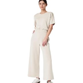 Jumpsuits for Women Casual Short Sleeve Cropped Wide Leg Pants Summer Loose One Piece Romper Jumpers Outfits