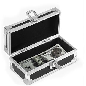 Money Organizer for Cash, Aluminium Alloy Money Holder Cash Organizer with Lock and Key, Portable Cash Box for Small Business and etc