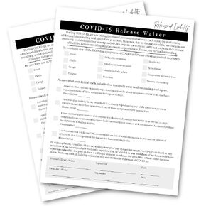 Covid Liability Release Forms for Med Spas, Lash Extensions, Doctors Offices, Small Businesses | 100 pk | Black and White Client Signature Symptom Release Waiver 8.5x11"