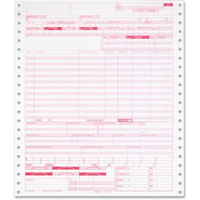 TOPS UB-04 Continuous Hospital Insurance Claim Form, 1 Part, 9.5 x 11 Inches, Removable Margins, 2500 Sheets per Carton, White (59770R)