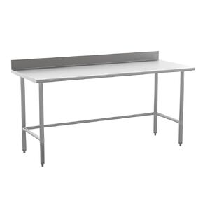 Flash Furniture Merrick Commercial Grade 430 Stainless Steel 18 Gauge NSF Certified Open Base Kitchen Prep and Work Table with Backsplash, Set of 1