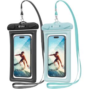 F-color Waterproof Phone Pouch - 2 Pack Iridescent Edges Phone Waterproof Pouch for iPhone 15 Pro Max Galaxy S24 Up to 7.2", IPX8 Waterproof Phone Case Shining dazzling Fashion for Swimming, Beach