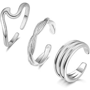 3Pcs Gold Toe Rings for Women Adjustable size Hypoallergenic Small Toe Ring Dainty Stainless Steel Toe ring Summer Beach Barefoot Jewelry