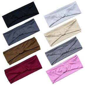 Sports Headbands 8 Pack,Elastic Soft Non-Slip Hair Bands,Moisture Wicking Workout Unisex Quick-Dry Headbands for Women and Men,Sweatbands Headbands for Running,Cycling,Football,Yoga