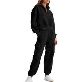 Bloggerlove المرأة 2 قطعة صالة مجموعات وتتسابق Sweatpants رياضية مطابقة اقتصاص أعلى البضائع العداء ببطء قطعتين العرق مجموعة in Kuwait