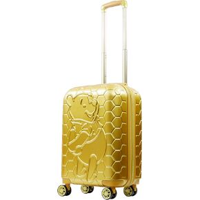 FUL Disney Winnie the Pooh 22 Inch Carry On Luggage, Honeycomb Molded Hardshell Rolling Suitcase with Spinner Wheels, Gold