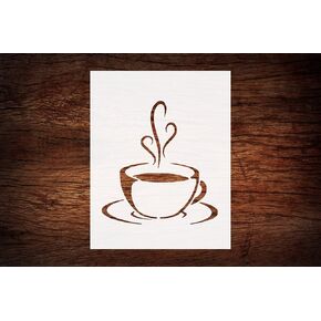 Reusable Coffee & Tea Cup Kitchen Stencil 8.5" x 11" - Custom, Durable Design for Home Decor