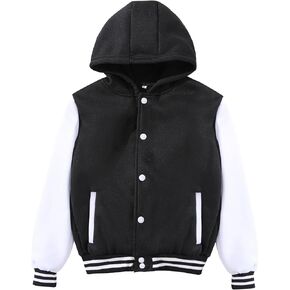 Kids Baseball Jackets Boys and Girls Fit Varsity Jacket Casual Lightweight Plain Cardigan School Coat