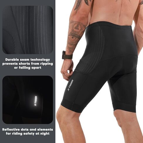 X-TIGER شورت ركوب الدراجات للرجال مبطن شورت أسود in Kuwait