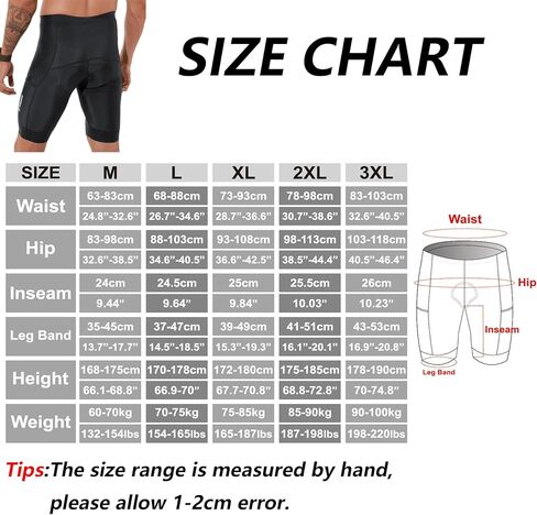 X-TIGER شورت ركوب الدراجات للرجال مبطن شورت أسود in Kuwait