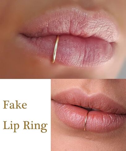 Longita Fake Lip Ring Fake Lip Piercing Fake Piercings Ball Spike Fake Nose Ring Hoop Fake Face Piercing Fake Nose Stud Stick on Fake Bridge Eyebrow Piercing Fake Eyebrow Ring Silver Gold Black in Saudi Arabia