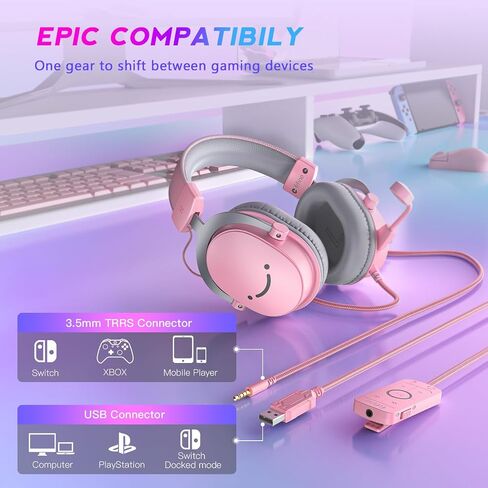 FIFINE H9 Wired Gaming Headset with Microphone, 3.5mm and USB Connectivity | 50mm Drivers, 7.1 Surround Sound, Lightweight, Soft Ear Cusion, Detachable Boom Mic, USB Control Box, for PC, Xbox, PS4/5 in Kuwait