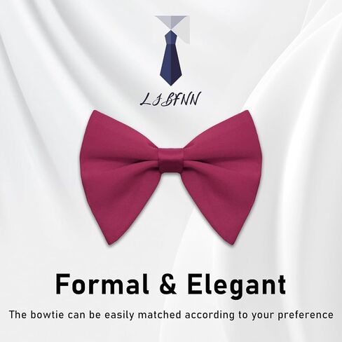 Oversized Bow Ties for Men, Mens Bow Tie Adjustable Clip on Pre-Tied Bowtie Solid Color Bowties for Wedding Party Prom in Saudi Arabia