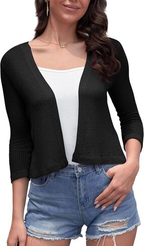 سترة نسائية بوليرو قصيرة بأكمام 3/4 مفتوحة من الأمام وخفيفة الوزن in Kuwait