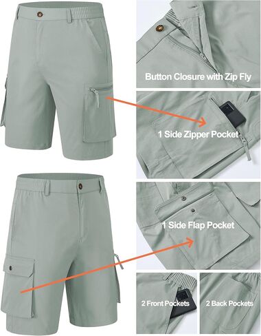 YuKaiChen Men's Stretch Cargo Shorts Zipper Pocket Relaxed Fit Shorts in Saudi Arabia