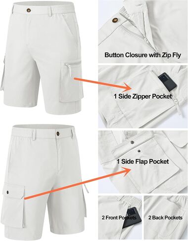 YuKaiChen Men's Stretch Cargo Shorts Zipper Pocket Relaxed Fit Shorts in Saudi Arabia