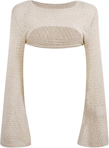 المرأة الجوف خارج بوليرو تتغاضى المحاصيل الأعلى كم طويل Y2k الكروشيه بوليرو المحاصيل الأعلى الشارع الشهير in Kuwait