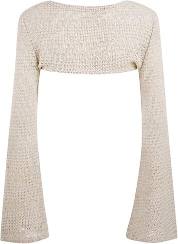 المرأة الجوف خارج بوليرو تتغاضى المحاصيل الأعلى كم طويل Y2k الكروشيه بوليرو المحاصيل الأعلى الشارع الشهير in Kuwait