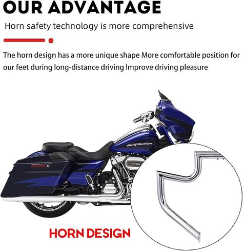 شريط حماية المحرك للطرق السريعة مقاس 1.5 بوصة من أجل Harley Davidson Touring Road Glide Road King Street Glide Electra Glide CVO ونماذج Trike (مناسب لجولة 2009-2023، كروم) in Saudi Arabia